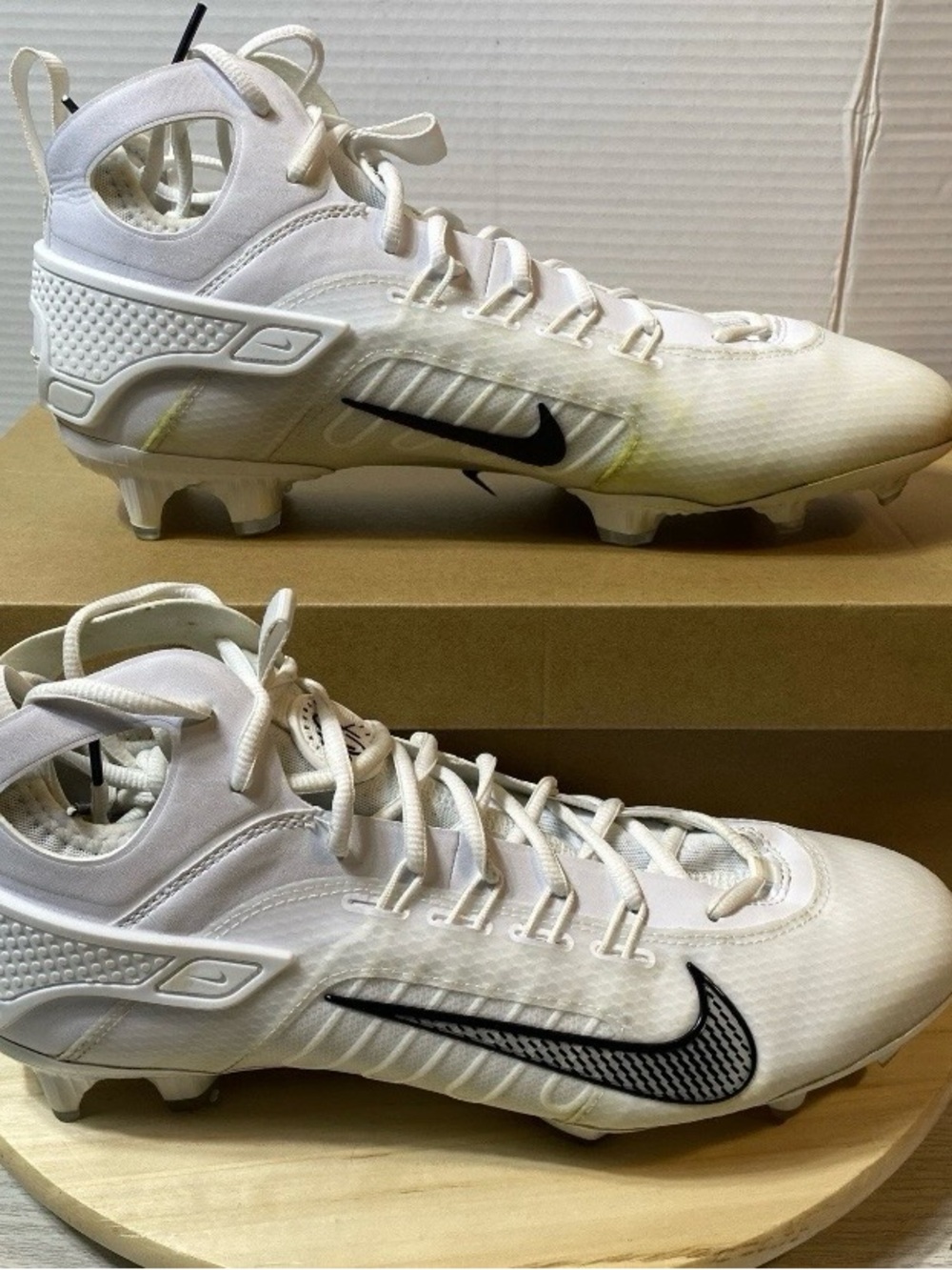 Nike Huarache 9 Elite Mid Lax Cleats Men 12 White Lacrosse Football FD0088-101
